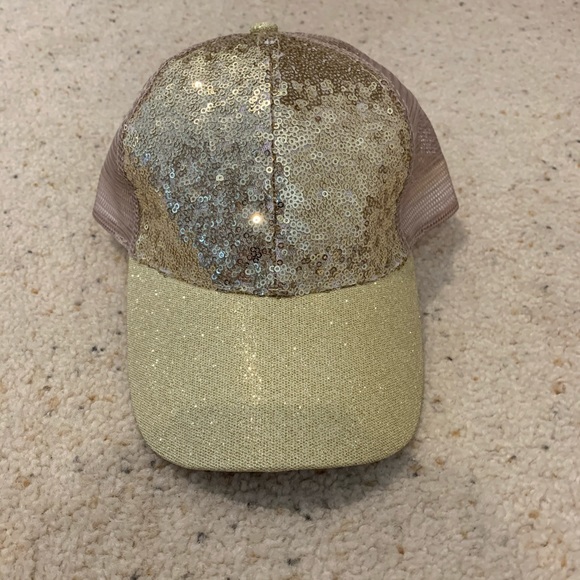 2B Bebe Accessories - NWOT Gold Sequin Baseball Hat